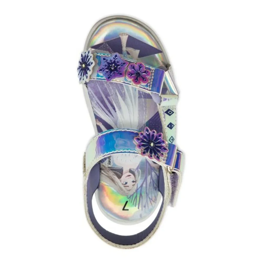 Disney Frozen II Hook & Loop Light Up Sandals Shiny Gasoline Finish - Picture 5 of 6